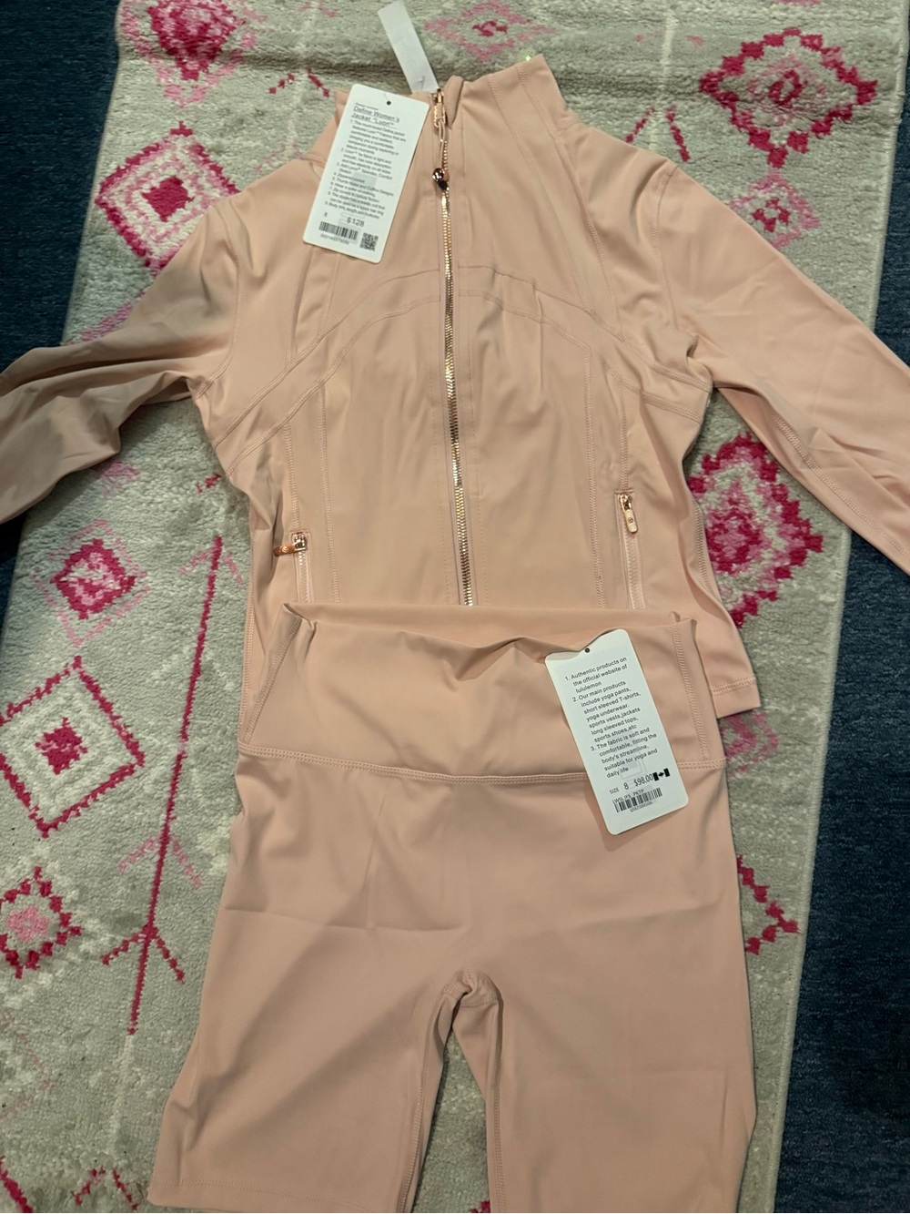 Lululemon Blush Pink Define Jacket & High-Rise Biker Shorts Set | Size 8 | NWT